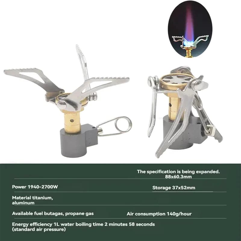 DHTB-3000T موقد غاز تخييم صغير محمول، موقد جيب قطعة واحدة، طهي قابل للطي أثناء التنزه في الهواء الطلق، فرن محمول - 4