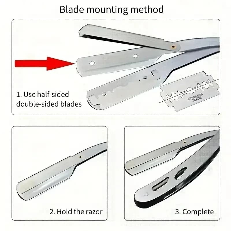 Shaving Razor Face Manual Shaves Blades Foldable Straight  Safety Razor Men Stainless Steel Care Body Face Hair Removal Knife - 3