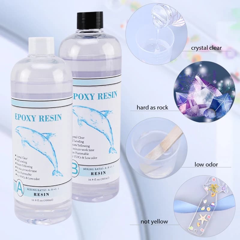 All in One Silicone Molds Starter Kit with 1:1 Clear Epoxy Resin for Office Home Decor Art Craft DIY Jewelry Making Supplies - 2