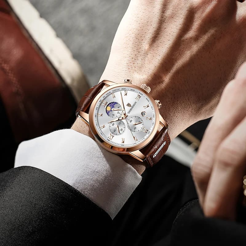 LIGE Casual Men Watch Luxury Leather Waterproof Sport Quartz Wristwatch Chronograph Military Watch for Men Relogio Masculino - 2