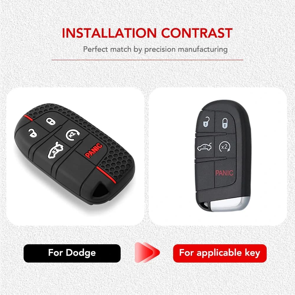 Silicone Car Key Cover Case For Dodge Ram Charger Journey Durango Jeep Grand Cherokee Chrysler Keyless Fob Shell Holder - 2
