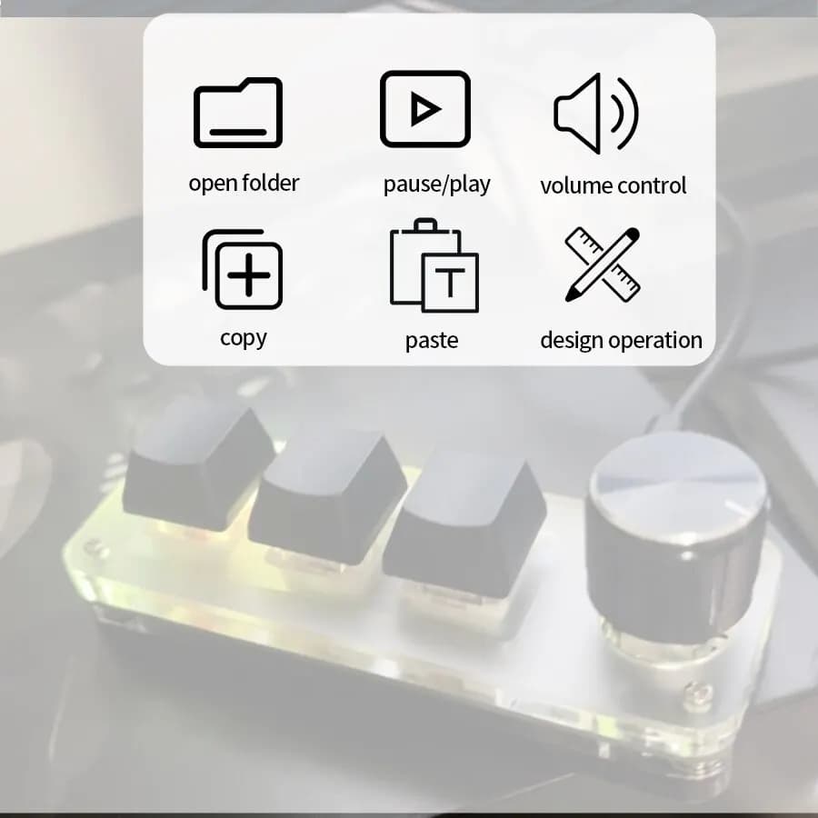 لوحة مفاتيح ميكانيكية للاعبين بمنفذ USB مع 3 مفاتيح ماكرو مخصصة ولوحة مفاتيح مبرمجة بإضاءة RGB ولوحة مفاتيح صغيرة لأدوبي فوتوشوب - 5
