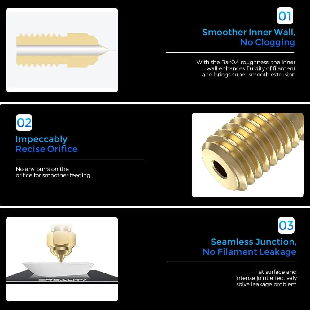 فوهات Ender 3 V3 SE الرسمية من Creality، 0.4mm، 5 قطع، فوهات نحاسية عالية السرعة M6، فوهة رأس طرد لـ Ender 5 S1/Ender 7 ثلاثية الأبعاد - 3
