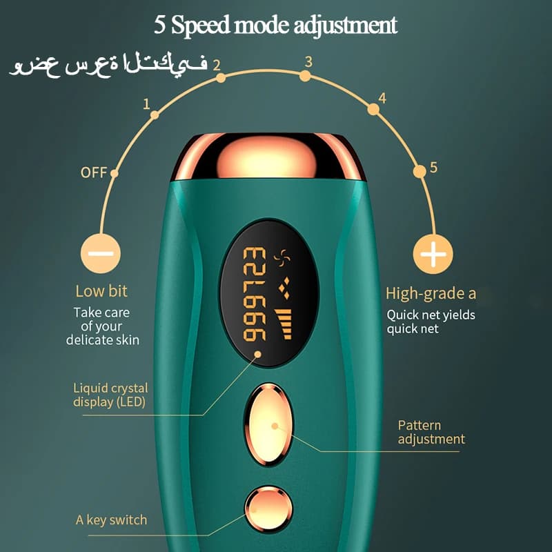إزالة الشعر الدائمة للنساء للوجه والجسم والبكيني، جهاز إزالة الشعر بالليزر IPL الآمن وبدون ألم مع 999999 ومضة وشاشة LCD - 3