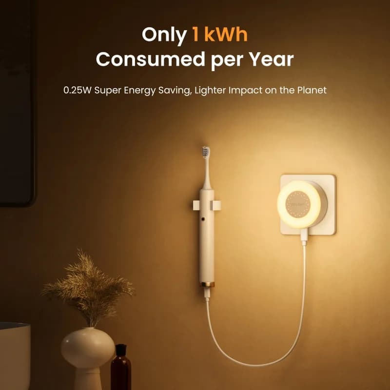 إضاءة ليلية صغيرة من YEELIGHT، أبيض دافئ، 220V، وضع استشعار الضوء، منفذ شحن Type-C، طاقة منخفضة 0.25W، 2700K، قابس EU - 5