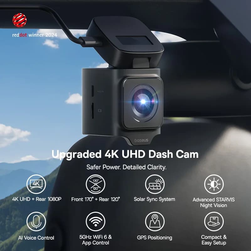 Baseus 4K Dash Cam VD1 Pro Front and Rear UHD Car Camera for SONY Sensor Supercapatior Night Vision WiFi6 DVR Video Recorder - 2