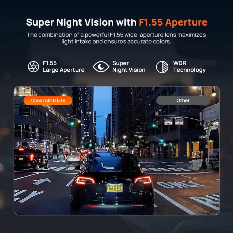 70mai New Genuine Dash Cam 4K A810Lite HDR Supercapacitor 4G LTE Remote Control Wi-Fi 6 GPS Voice Control Car DVR 70mai A810Lite - 4