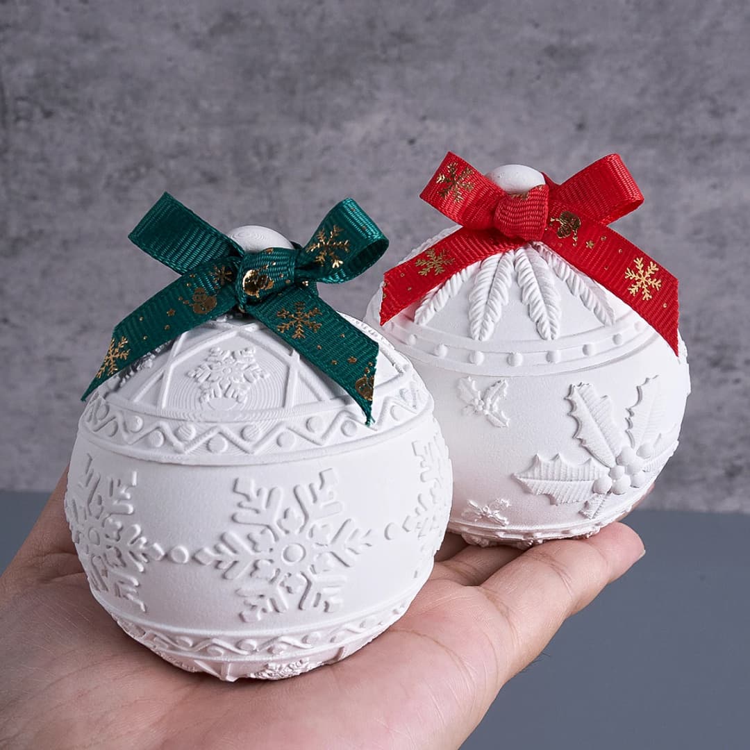 عيد الميلاد كرة مستديرة شمعة جرة قالب من السيليكون لتقوم بها بنفسك الإغاثة الثلوج التوت صندوق تخزين عدة قوالب الجص الراتنج الحرفية صنع ديكور عيد الميلاد - 4