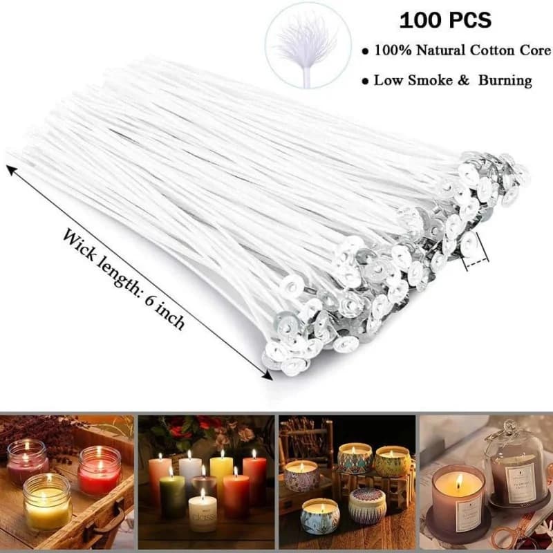 Candle DIY Making Kit 60/100pcs Candle Core Iron Paper+50/100 Soybean Wax Core with Metal Bracket  for Candle Making Accessories - 4