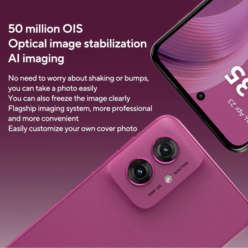 هاتف Motorola MOTO G55 ذكي بشاشة 6.5 بوصة بمعدل تحديث 120Hz وذاكرة 256GB ومعالج MediaTek Dimensity 7025 وكاميرا 50MP - 4