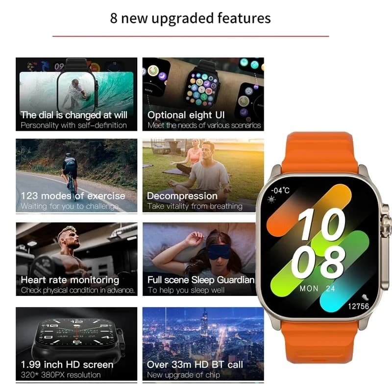 ساعة T900 Ultra 2 الذكية الأصلية 49 ملم، للرجال والنساء، مكالمات بلوتوث، موسيقى، شحن لاسلكي، NFC، متوافقة مع أندرويد وiOS - 2