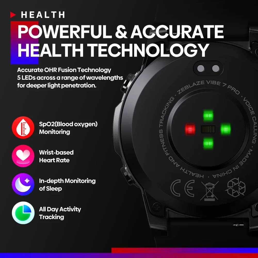 ساعة ذكية Zeblaze VIBE 7 PRO، شاشة AMOLED 1.43 بوصة، إجراء/استقبال المكالمات، إدارة الصحة، ساعة رياضية للرجال - 4
