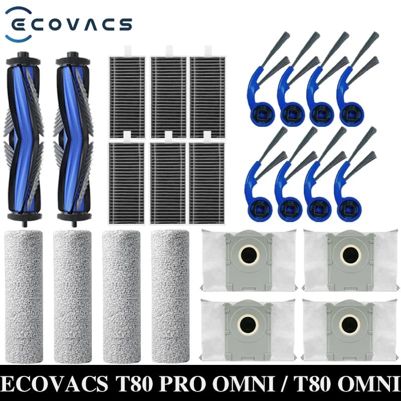 ECOVACS T80 PRO OMNI / T80 OMNI Vacuums Cleaner Main Roller Mop Cloth Side Brush Dust Bag HEPA Filter  Replacement Accessories