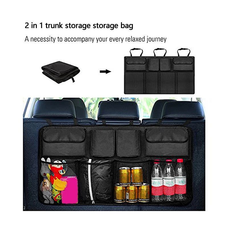 منظم صندوق السيارة القابل للتعديل - حقيبة تخزين شبكية متعددة الاستخدامات - 4