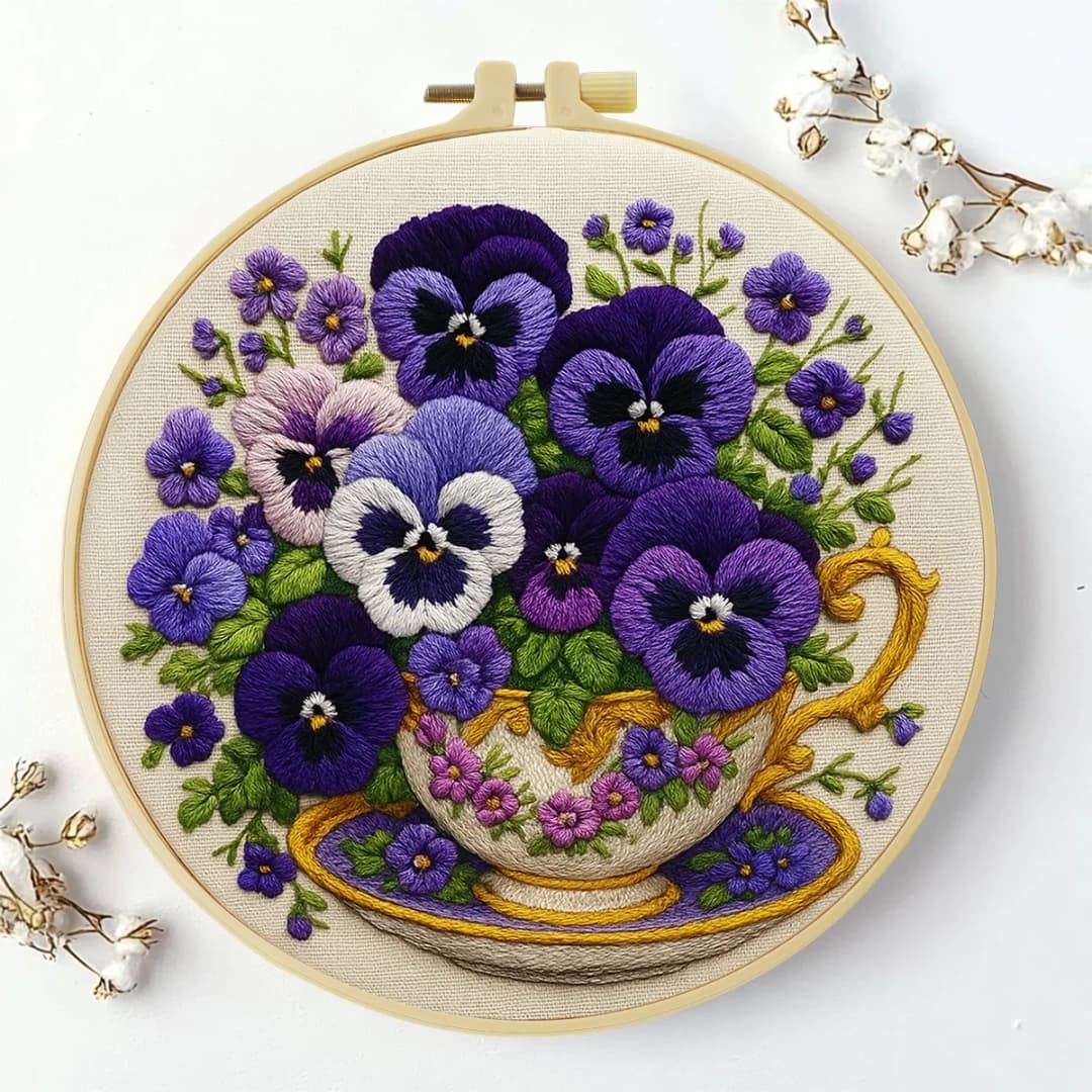 1pc 20X20CM/15X15CM 7.87/6.3inch Embroidery Starter Kit DIY kit Home Decor，Flower，Embroidery kit - 3