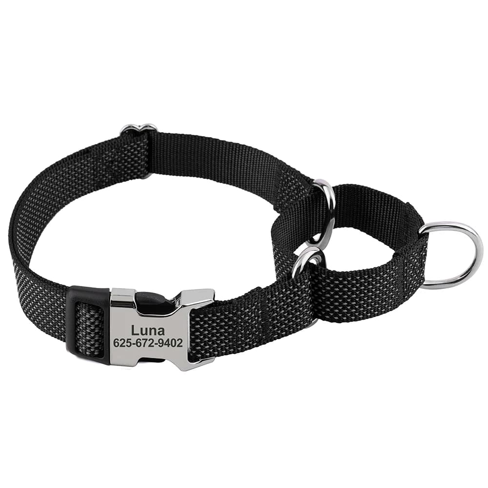 Custom Dog Martingale Collar Nylon Reflective Dog Collars With Engraving Metal Buckle Adjustable For Dogs Prevent Slipping Out - 2