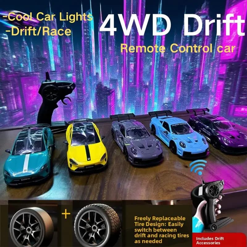2025 جديد، إصدار محدود سيارة سباق Rc Drift GT3 RS 911 mi SU7 مقاس 1:24، هدية سباق للأطفال مع جهاز تحكم عن بعد عالي السرعة