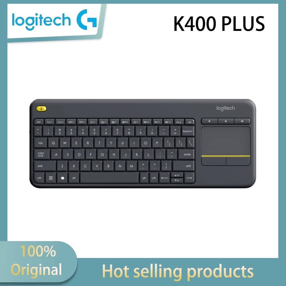 لوجيتك K400Plus لوحة مفاتيح لاسلكية تعمل باللمس لأجهزة أندرويد التلفزيون الذكي الكمبيوتر المحمول المكتب لوحة لمس لاسلكية