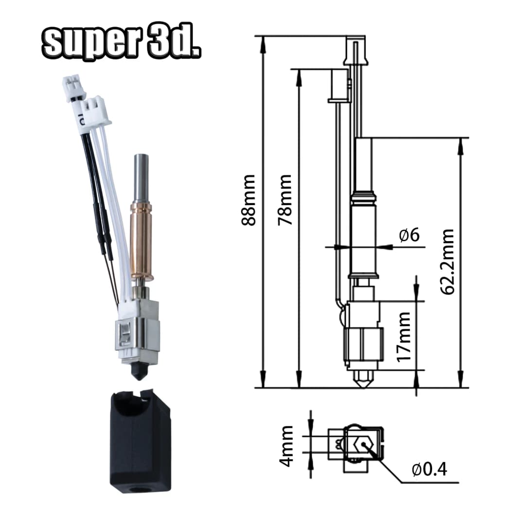 ترقية هوت إند Anycubic Kobra 3 كومبو فوهة هوت إند ثيرميستور بلوك سخان الحلق لقطع غيار K3 إكسسوارات هوت إند - 2