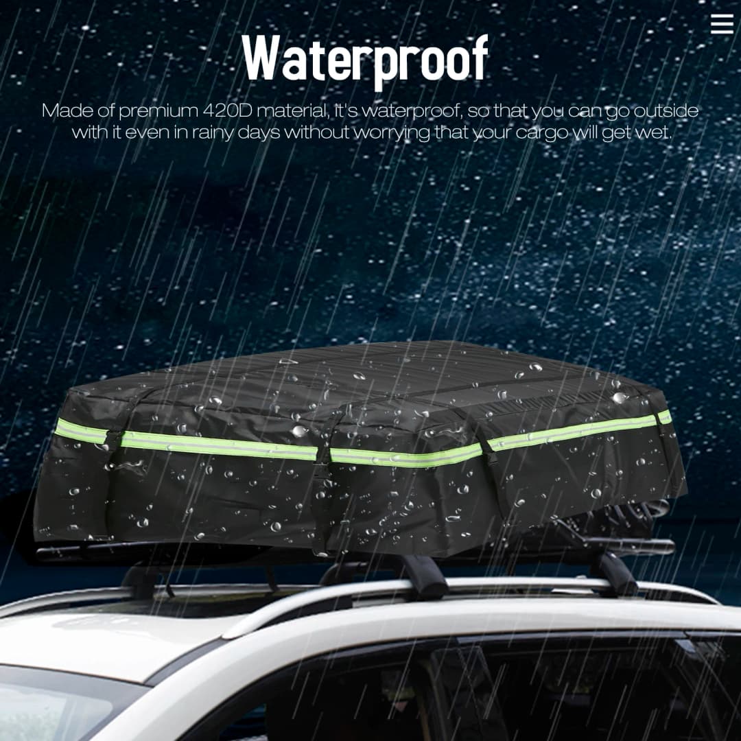 Waterproof Cargo Bag Car Roof Cargo Carrier w/ Night Reflective Strip Universal Luggage Bag Storage Cube Bag for Travel Camping - 4