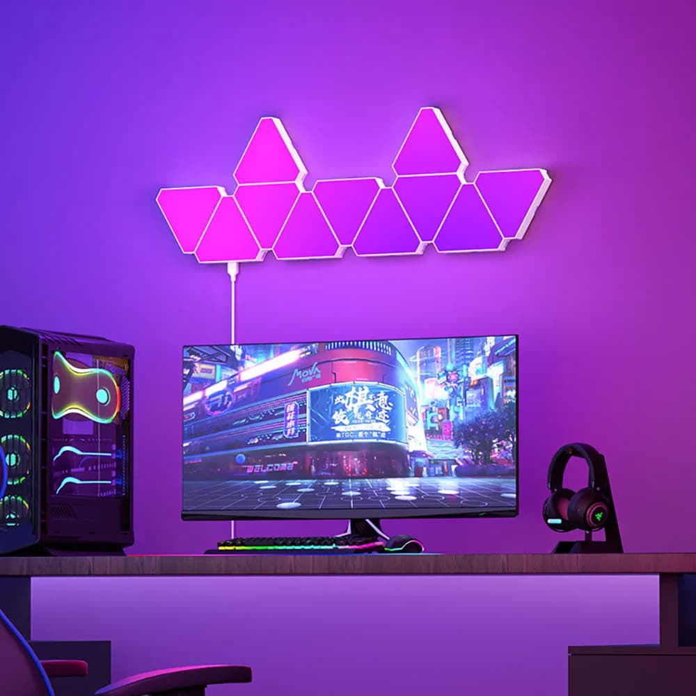 LED Triangular Quantum Lamp RGB Wall Lamp Smart Pickup Rhythm Background Light For Bedroom Bedside Night Light Office Decoration - 3