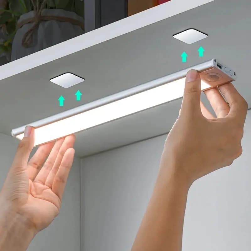 إضاءة LED بمستشعر حركة إضاءة ليلية USB لاسلكي إضاءة تحت الخزانة لمطبخ الخزانة غرفة النوم خزانة الملابس مستشعر إضاءة داخلية