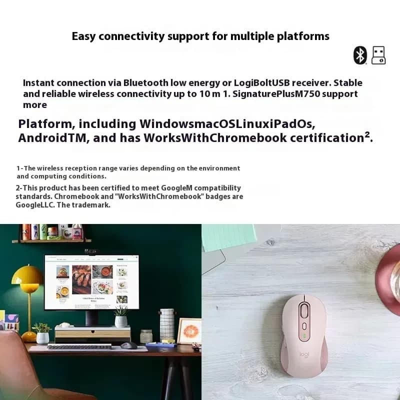 Logitech M750 Mouse 2.4Ghz USB Receiver Wireless Mice 2000DP Office Smart Mouse Portable Mouse For PC Laptop - 5