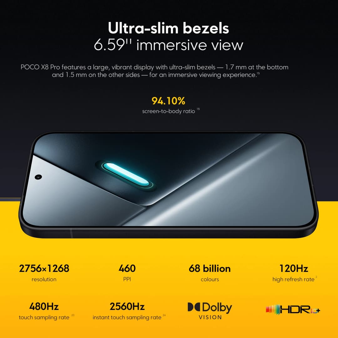 هاتف POCO X8 Pro 5G الإصدار العالمي، معالج Dimensity 8500-Ultra، بطارية 6500 مللي أمبير، شاشة AMOLED مقاس 6.59 بوصة بدقة 1.5K، شحن سريع 100 واط HypeCharge، NFC - 4