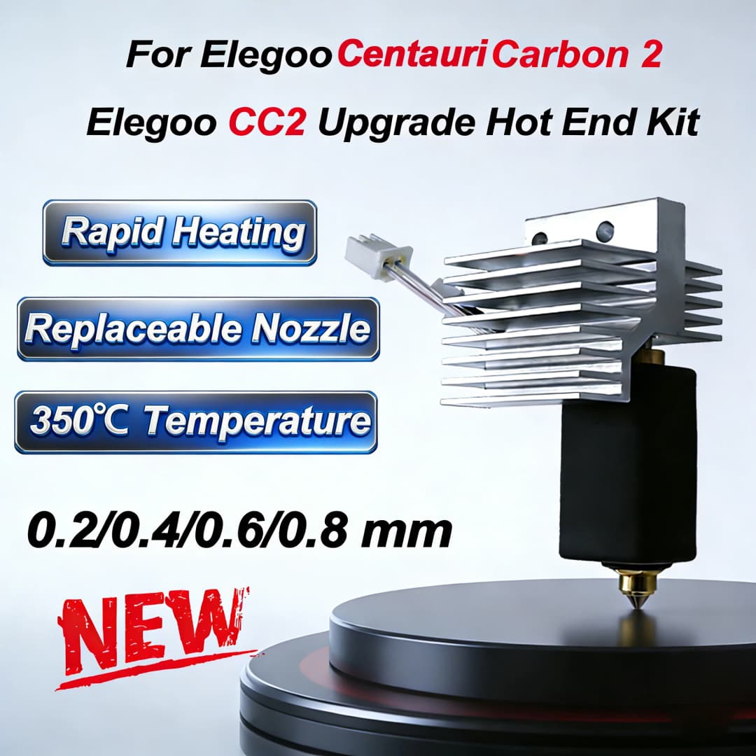 ترقية فوهة Elegoo CC2 الساخنة 0.2/0.4/0.6/0.8 مم - مجموعة فوهة ساخنة مجمعة لطابعة Elegoo Centauri Carbon 2 / فوهة Centauri
