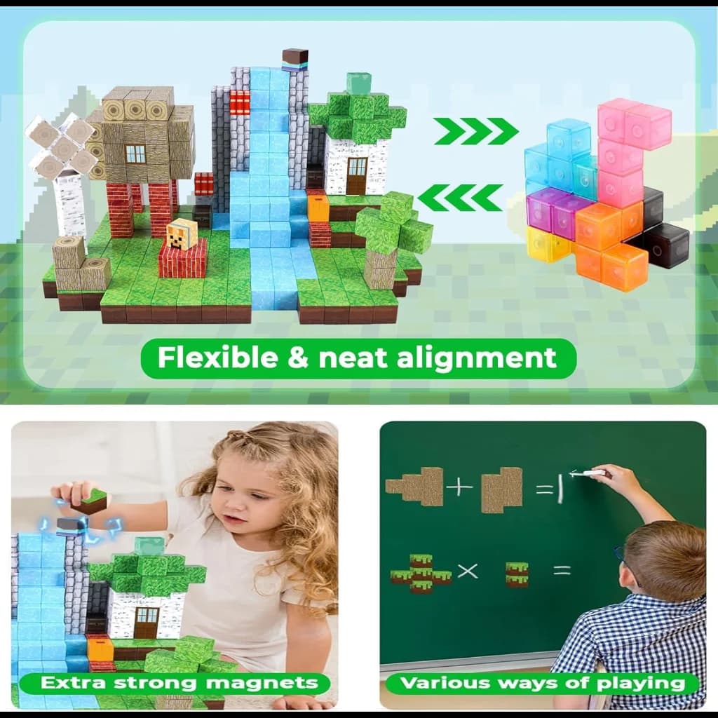 New Magnetic Building Blocks Mine World Magnetic Cozy Forest Cabin Construction Brick Cube STEM Boy Girl Children Toy Set Gift - 4
