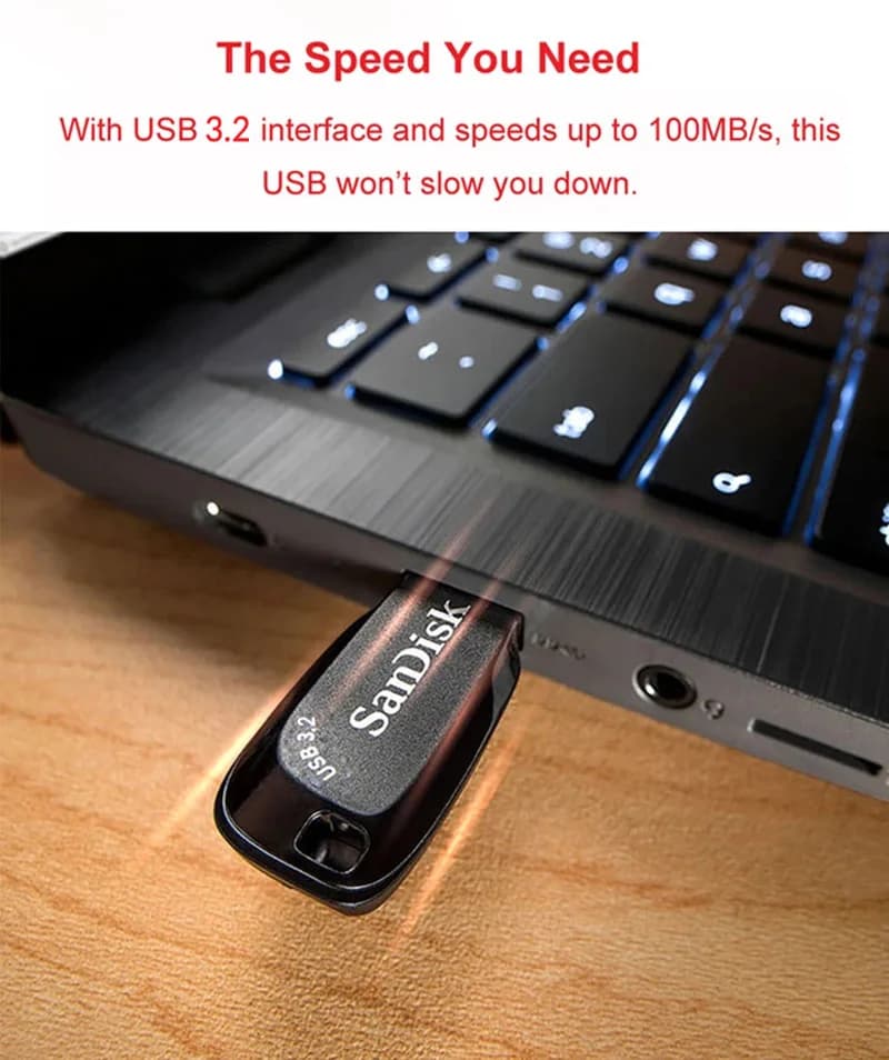 محرك أقراص فلاش USB 3.2 من SanDisk CZ410 32 جيجابايت 64 جيجابايت 128 جيجابايت محرك أقراص ذاكرة أسود U Disk Mini Pendrive أسود تخزين خارجي - 5