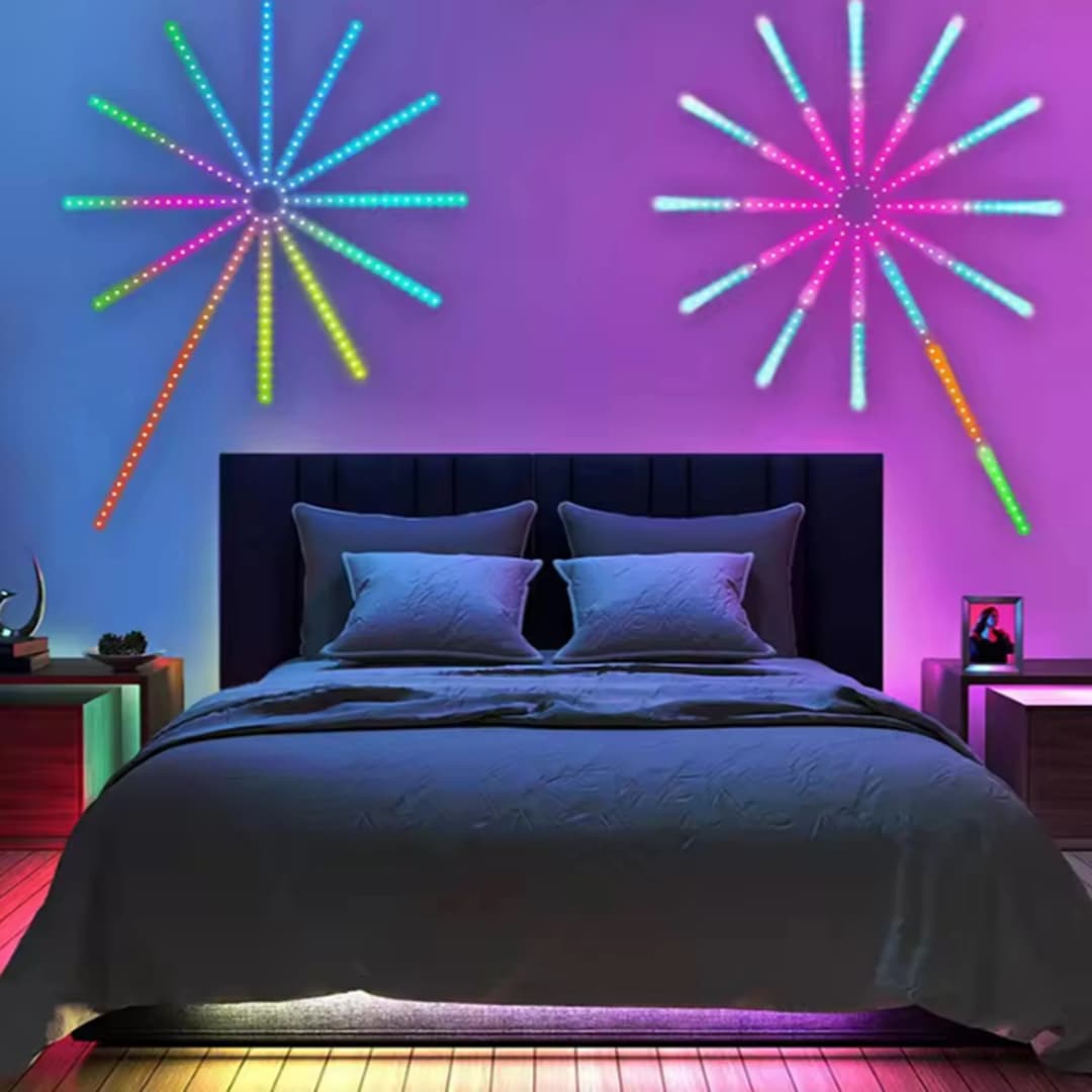 شريط إضاءة LED 5V USB على شكل ألعاب نارية RGBlC مع تحكم عبر تطبيق بلوتوث مصباح ذكي متزامن مع الموسيقى لديكور غرفة النوم - 5