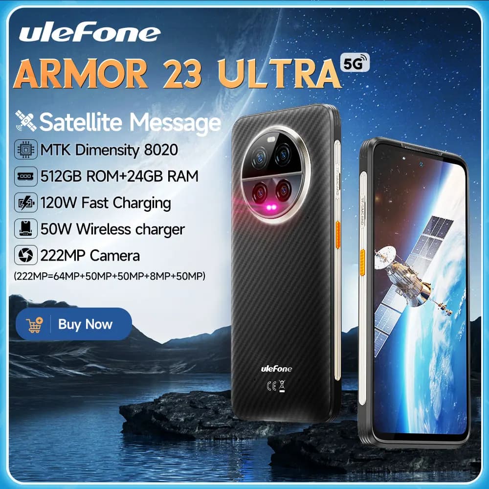 Ulefone Armor 23 Ultra 5G,Satellite Message ,120W +55W Wireless charging，512GB ROM 24GB RAM,64MP Night Camera, 6.78"