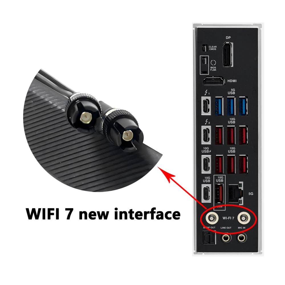 مستقبل إشارة لاسلكية WiFi 6E و7E هوائي Q-Antenna محمول، متوافق مع ASUS PRIME B840 وB850 وB860 وZ890 وX870 وTUF GAMING B860M-PLUS وGAMING B860M وZ790 - 3