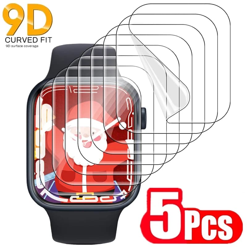 5 قطع فيلم هيدروجيل لساعة أبل 5 6 SE 40MM 44MM 42MM 38MM واقي شاشة ساعة أبل ألترا 49MM 7 8 9 41MM 45MM 10 42/46MM