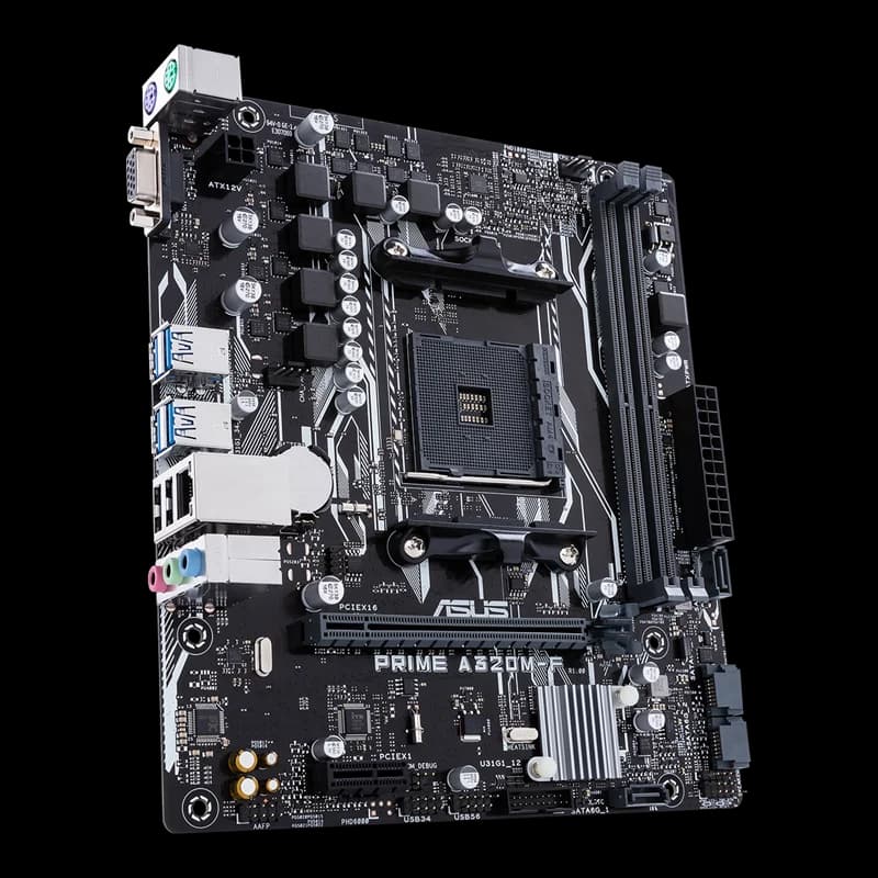 ASUS PRIME A320M-F Motherboard AM4 AMD A320 Chipset DDR4 32GB Micro ATX Used - 2