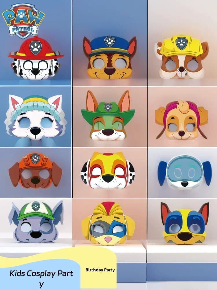 12 قطعة أقنعة وجه Paw Patrol بأشكال مارشال وتشيس وسكاى لحفلات التنكر وزينة أعياد الميلاد للأطفال - 6