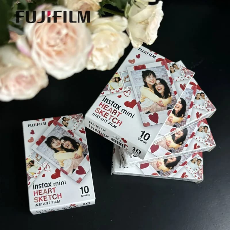 فيلم فوجيفيلم Instax Mini Heart Sketch، 10/20/30/50 ورقة، إجمالي 10 ورقات، التقط الذكريات في أي وقت وأي مكان