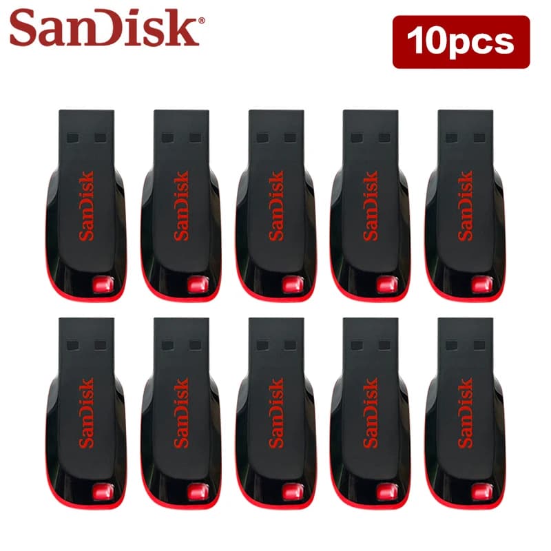 بالجملة SanDisk USB Flash Drive 10 قطع 5 قطع 16 جيجابايت 32 جيجابايت 64 جيجابايت 128 جيجابايت ذاكرة USB 2.0 U Disk Pen Drive للكمبيوتر