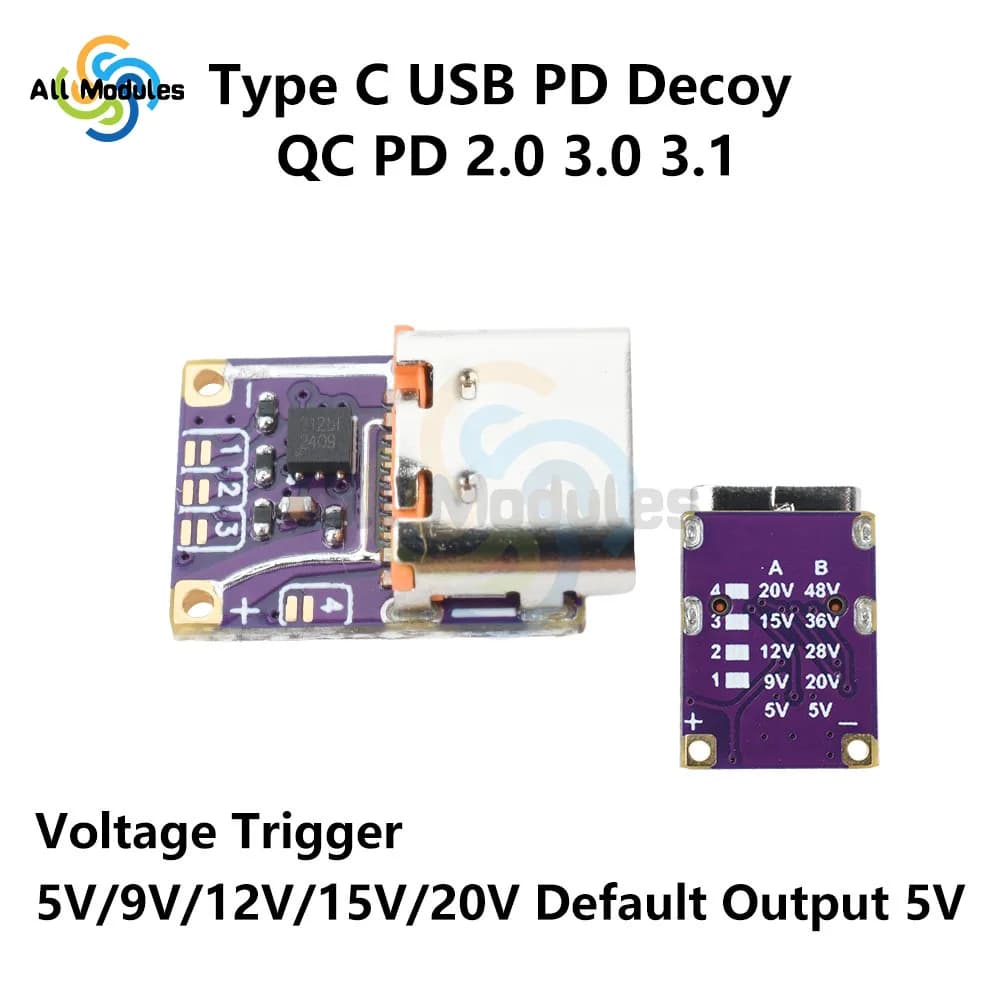 PD QC Fast Charging Module Type-C Fast Charging Trigger Decoy Module 5V-20V/20V-48V Output for DIY Power Bank - 4