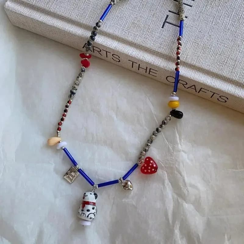 Black and White Beaded Dalmatian Puppy Cute Personalized 2025 Pendant Necklace for Women Girl Fashion Lovely Gift Jewelry - 3