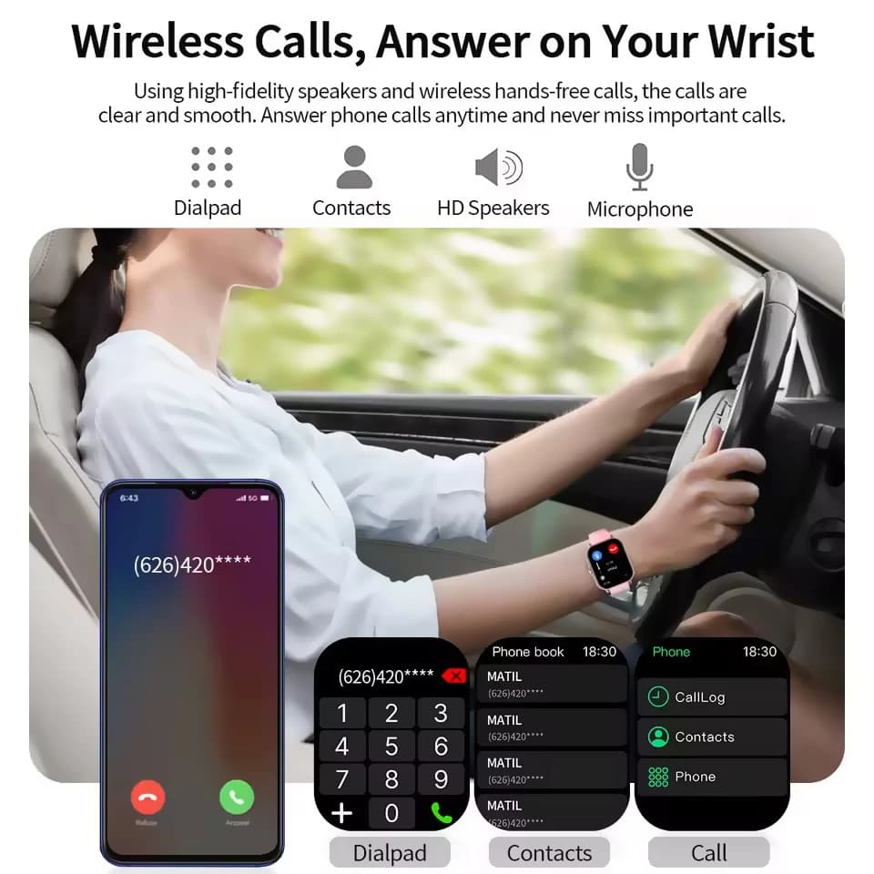 Smart Watch Android IOS Phone 1.83 Inch Color Screen Bluetooth Answer Call Fitness Watches Tracker Smartwatch Women Men New Ht30 - 6