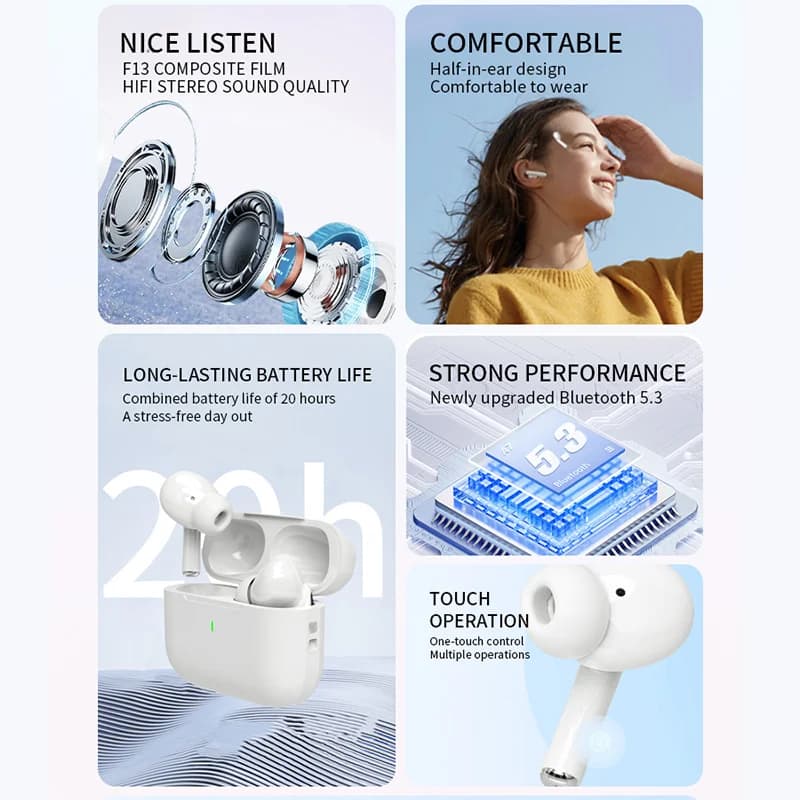 2025 Air Pro Wireless Bluetooth Earphones TWS Headset HiFi Earbuds Noise Reduction Headphones Waterproof For IPHONE Android - 2