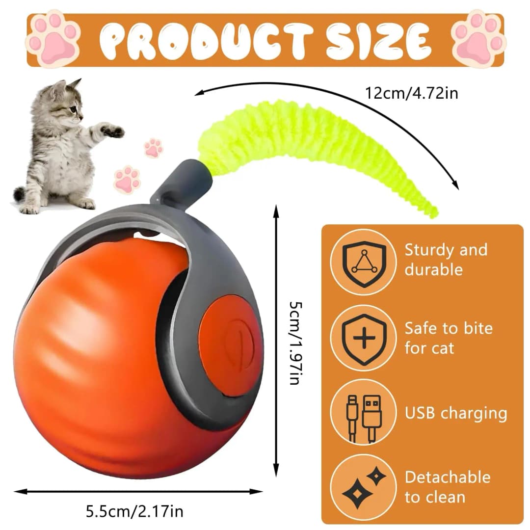 New Speedy Tail 2.0 Cat Toy Speedy Tail Cat Toy Interactive Cat Ball Toy Smart Cat Toys Ball Two Speed Adjustment with Tail  - 2