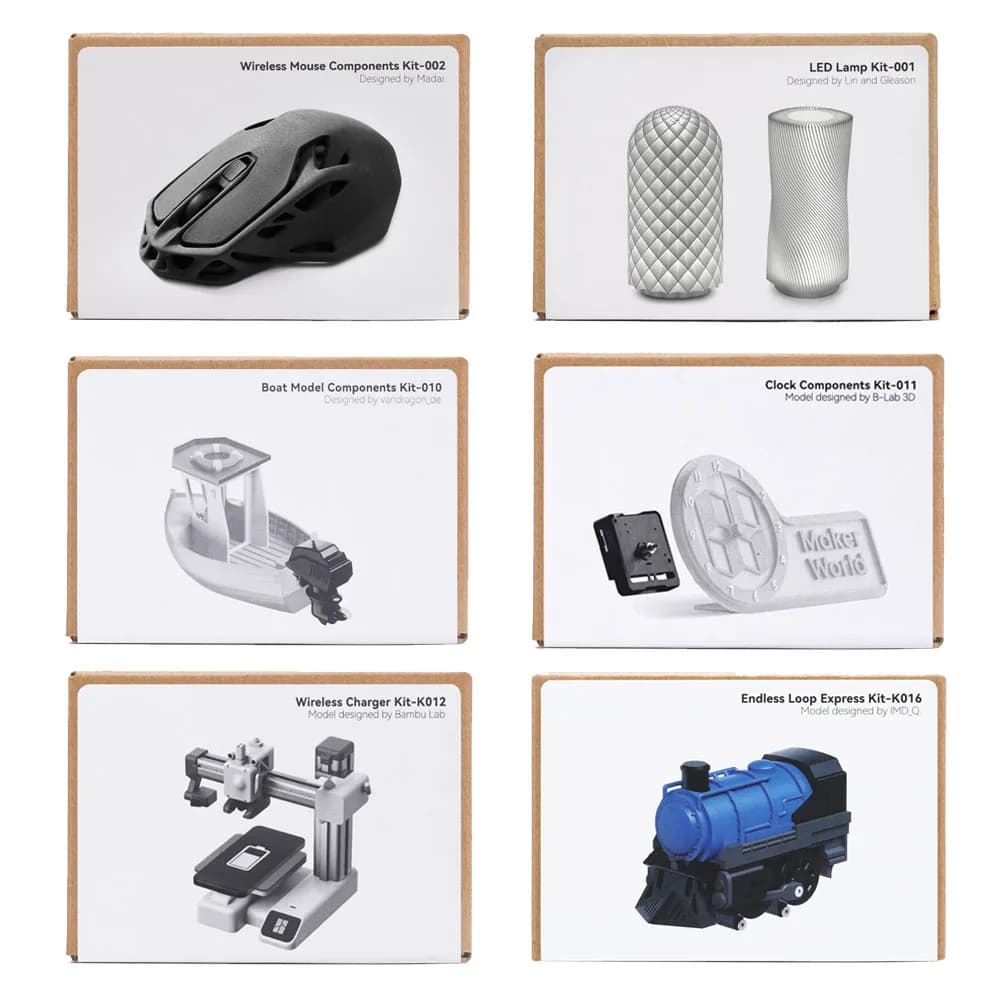 بامبو لاب، طابعة 3D، نموذج إبداعي DIY، شاحن فأرة كمبيوتر لاسلكية، محرك إضاءة LED، قطع هاردوير، ساعة، هدايا، قطع طابعة 3D