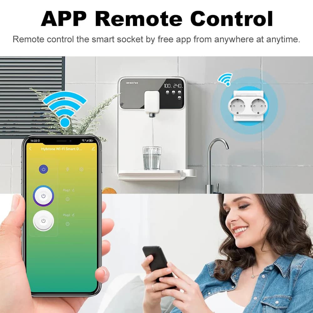 مقبس ذكي من Tuya WIFI بقابس كهربائي مزدوج 2 في 1 قياسي أوروبي 16A 240V محول طاقة للسفر محول تحويل - 3