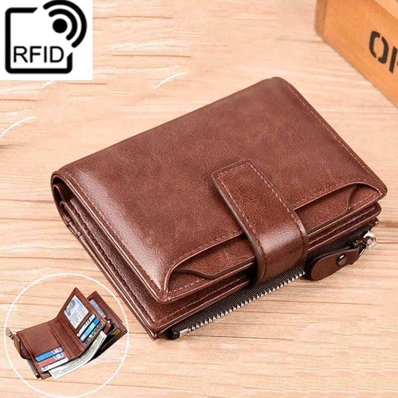محفظة عملات رجالية مع حماية RFID ضد السرقة محفظة جلدية رجالية بحامل بطاقات عمل محفظة نقود
