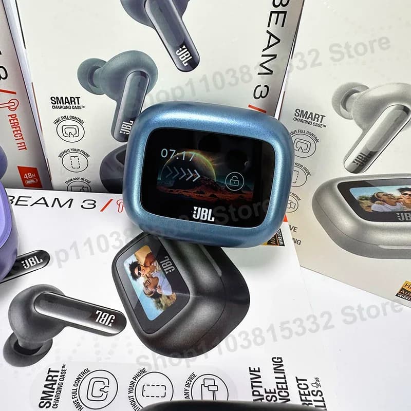 سماعات الأذن اللاسلكية الأصلية JBL Live Beam 3 بتقنية البلوتوث مع صندوق عرض ذكي LED وسماعات رأس مع إلغاء الضوضاء Beam3 - 2