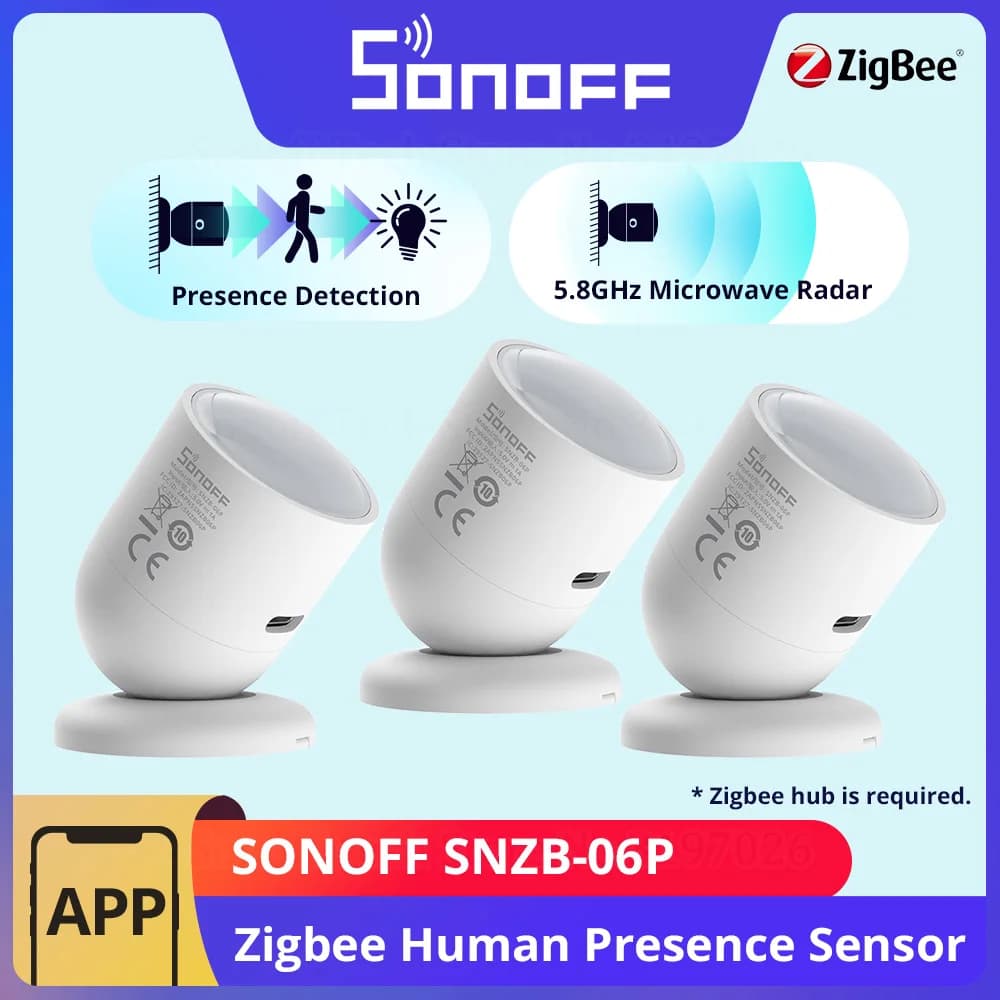 1-10 قطع SONOFF SNZB-06P مستشعر وجود بشري Zigbee 5.8GHz رادار ميكروويف مشهد ذكي ZBBridge-P eWeLink Alice Alexa Google