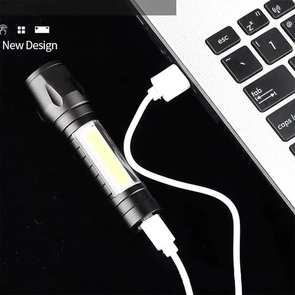 BALDR Mini Rechargeable LED Flashlight COB+XPE Portable Torch Zoomable Light Tactical Flashlight outdoor Camping Fishing Lantern - 3